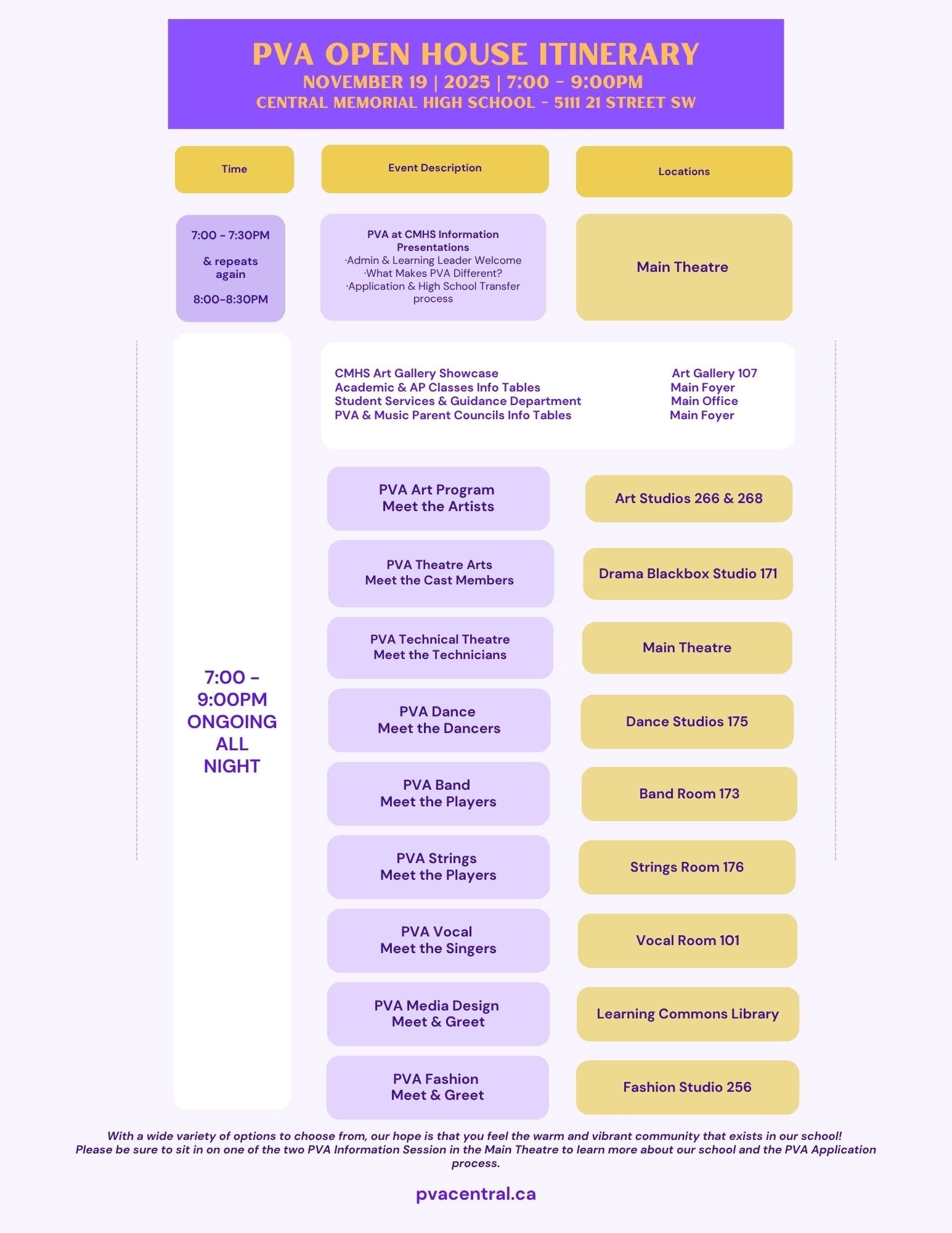 PVA Open House Itinerary 2025